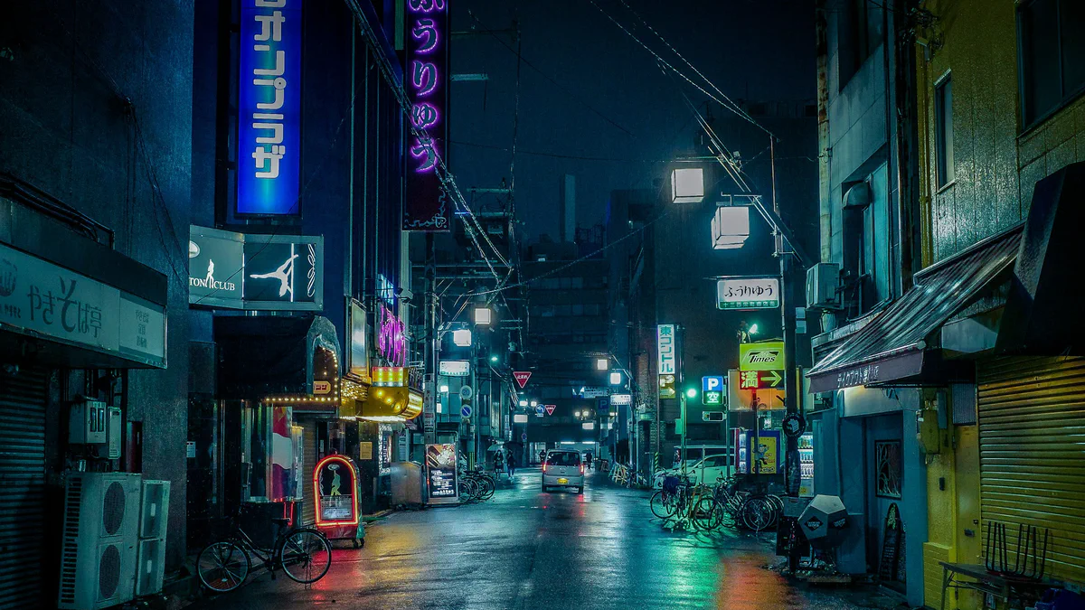 Rain falling on a Bangkok street during the monsoon transition