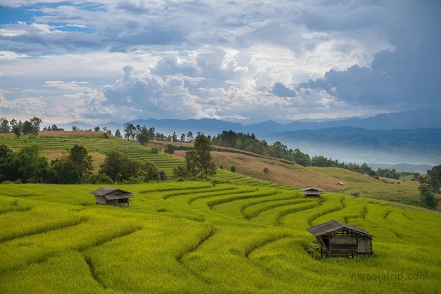 Green mountain countryside in northern Thailand during the clearer season