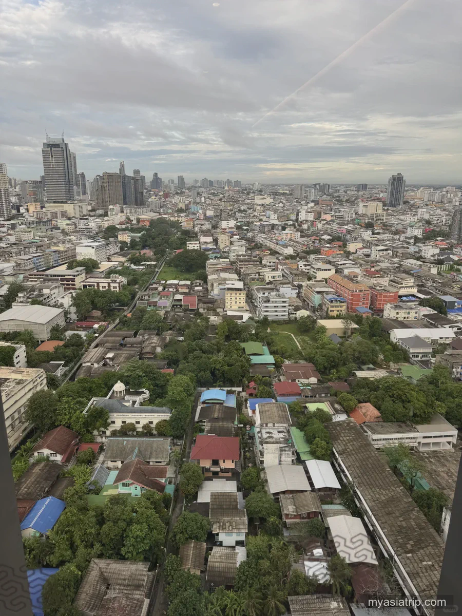 Dense Bangkok cityscape viewed from a high observation deck