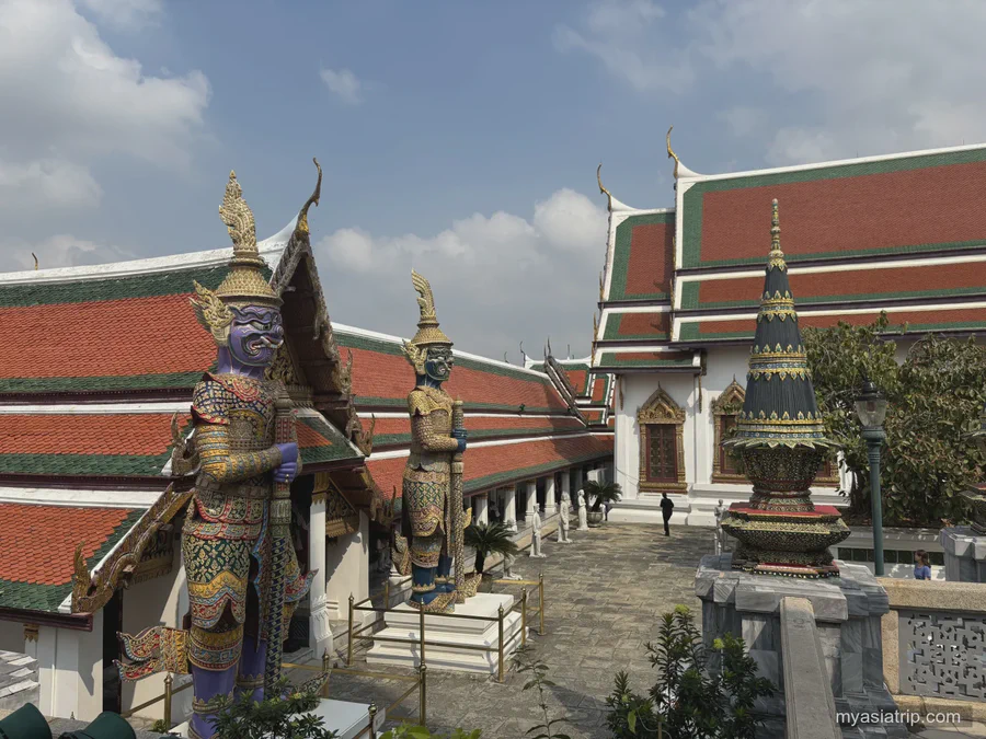 Ornate yaksha guardian statue inside Bangkok's Grand Palace