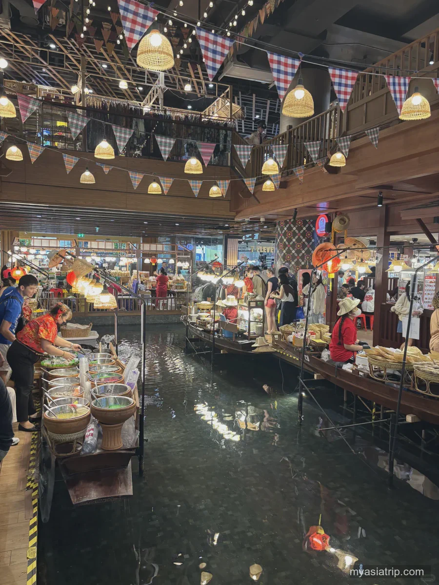 Indoor floating-market themed food area at ICONSIAM Bangkok