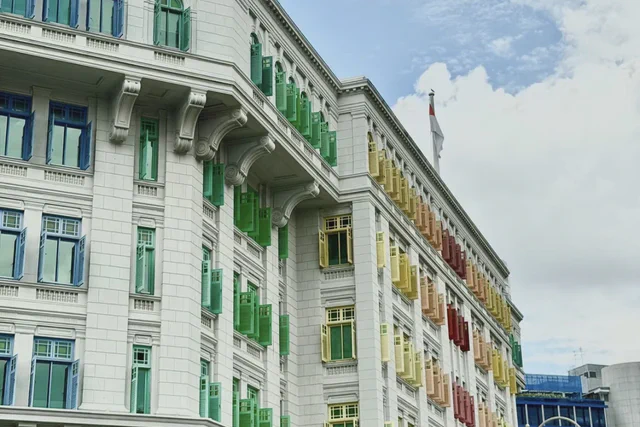 Colorful windows on Singapore's Old Hill Street Police Station