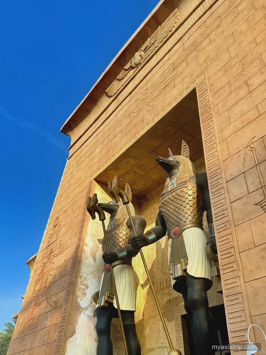 Ancient Egypt entrance statues at Universal Studios Singapore