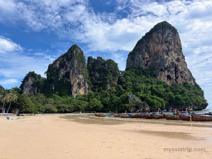 Beach and limestone cliffs near Railay in Krabi, Thailand