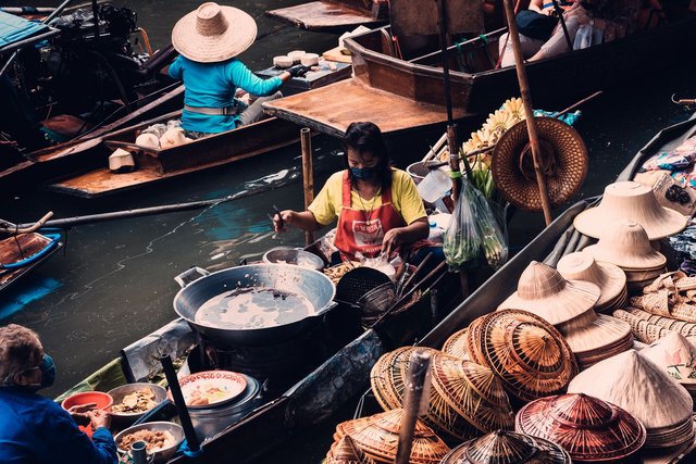 Traditional market scene outside Bangkok